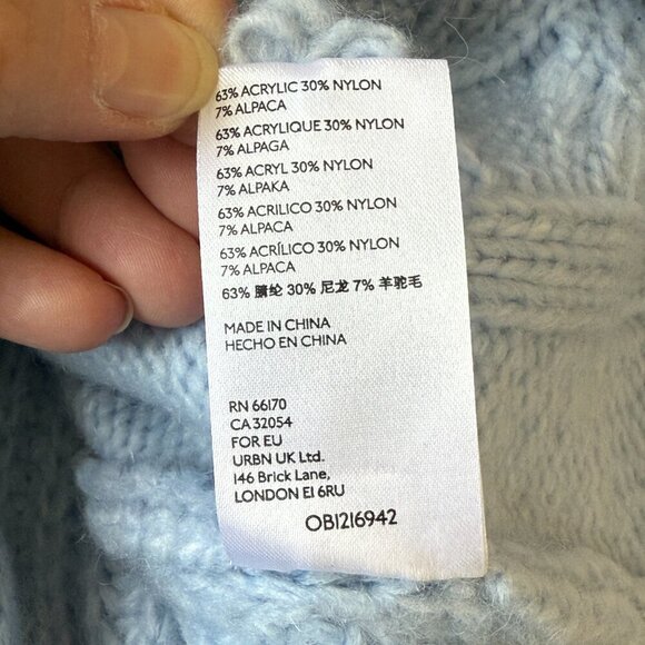 Women's S Anthropologie Ramona Cable-Knit Sweater in Baby Blue - Picture 9 of 9